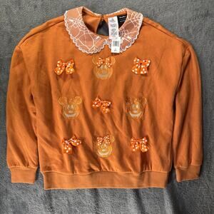 Disney Parks Her Universe Minnie Jack O Lantern Orange Sweatshirt Halloween SM